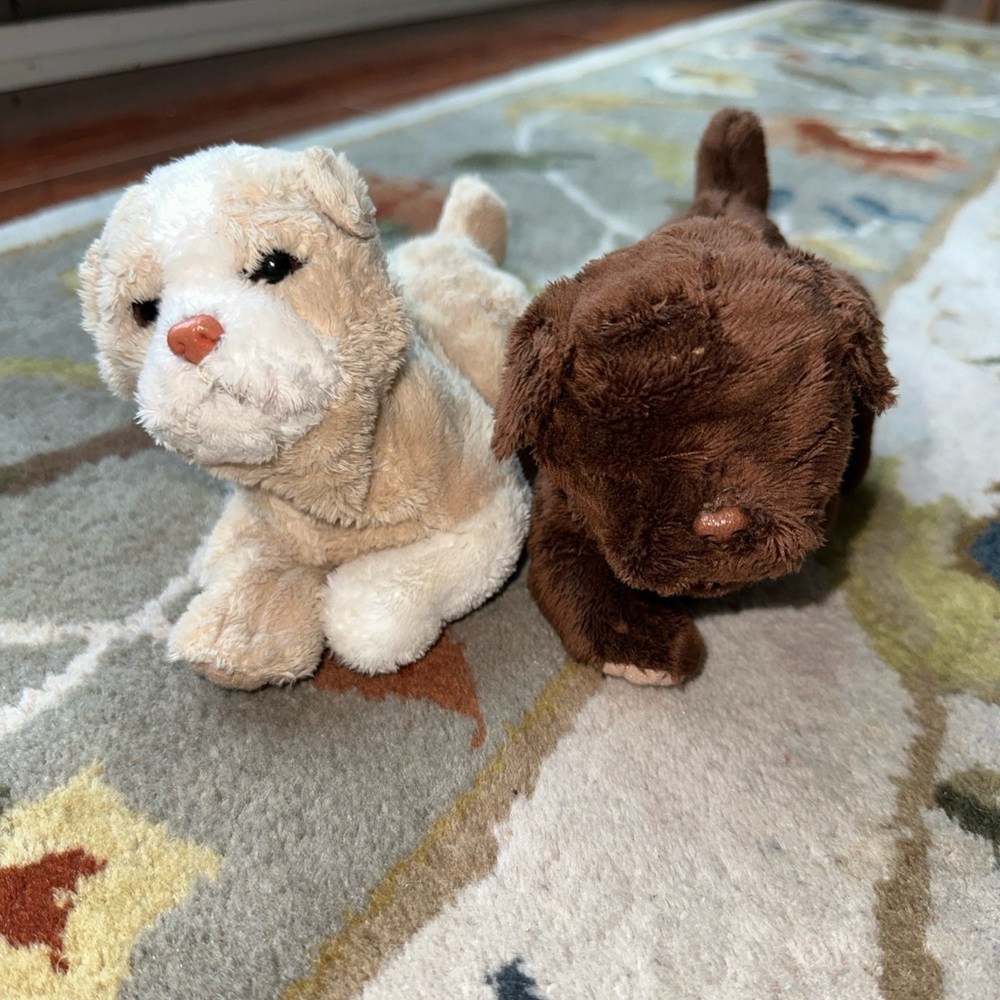 Furreal Friends Interactive Tan and White Newborn Puppy Dog Twins Lot of 2 2003